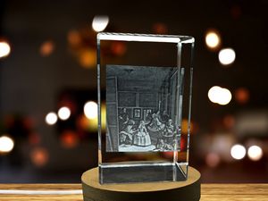 Las Meninas 3D Engraved Crystal Award Trophy With LED Base Light - Luxurious Art Recognition Decor - Image 5