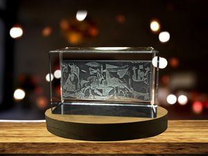 Guernica 3D Crystal Trophy Award With LED Base Light - Art Recognition Gift Collection