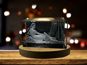 Grande Odalisque 3D Crystal Trophy Award Decor With LED Base Light - Recognition By A&B Crystal