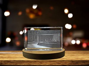 Nighthawks 3D Engraved Crystal Keepsake Trophy Award With Recognition LED Base - Made in Canada