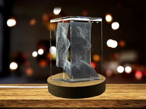 Volcano 3D Engraved Crystal Trophy Award For Recognition - Unique Keepsake Gift with LED Base - Image 2