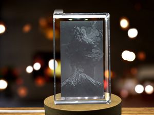 Volcano 3D Engraved Crystal Trophy Award For Recognition - Unique Keepsake Gift with LED Base - Image 6