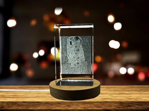 The Kiss 3D Engraved Crystal Trophy Award With LED Base Light - Recognition Of Canadian Artistry