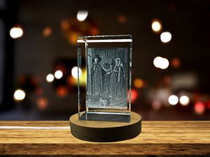 The Arnolfini Portrait 3D Engraved Crystal Trophy Award with LED Base Light Recognition