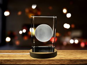 Pluto 3D Engraved Crystal Trophy Award With LED Base Light - Luxury Recognition by A&B Crystal