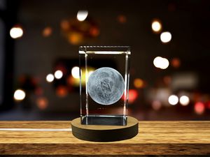 Ceres 3D Engraved Crystal Trophy Award With LED Base - Recognition Gift Made In Canada - Multiple