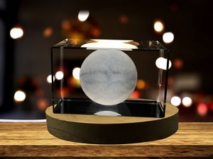 Mercury 3D Engraved Crystal Trophy Award with LED Base Light - Unique Recognition Decor