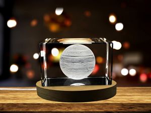 Venus 3D Engraved Crystal Trophy Award With LED Base Light - Elegant Planet Recognition Decor S-XXL