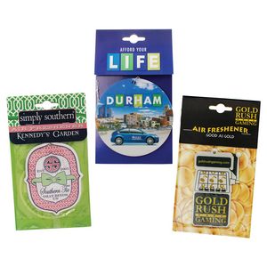 Custom Shape Paper Air Fresheners w/Full Color Packaging