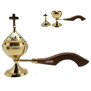 Cross Top - Vintage Incense Burner w/Wooden Handle Cross Top - Vintage Incense Burner w/Wooden Hand