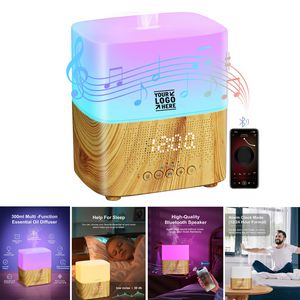 Speaker Digital Alarm Clock 7 Color Lights Room Office 300ML Essential Oil Diffuser