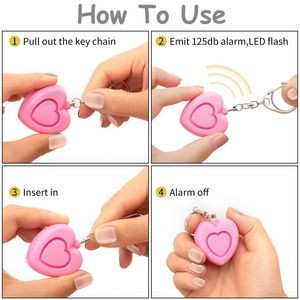 Heart Safety Alarm Keychain With LED Light And 120DB Panic Sound - Image 4