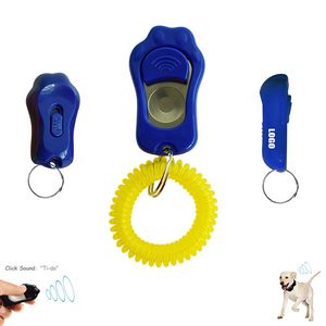 Adjustable Paw Shaped Pet Training Sound Clicker With Key Ring