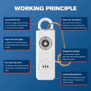 Rechargeable Safety Alarm Keychain with Strobe Light - Image 5